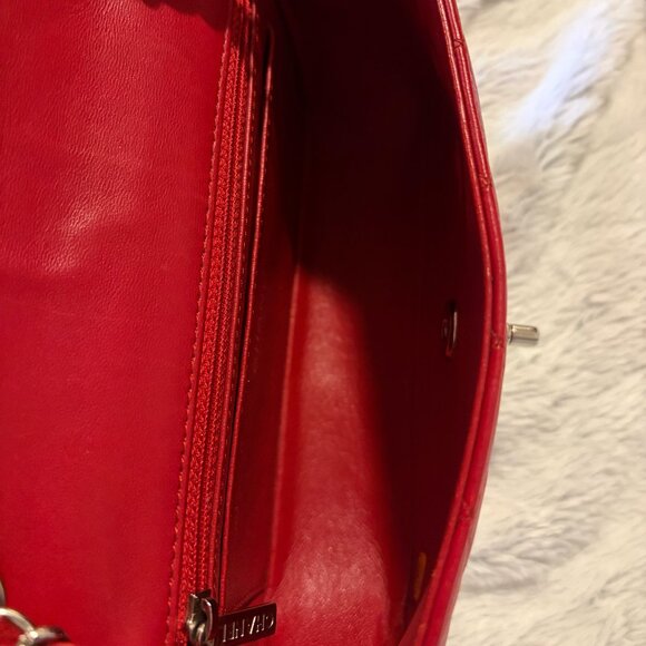 Quilted CHANEL Lambskin Mini Flap Shoulder Bag in Red - Picture 9 of 14